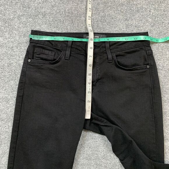 Just Black Denim Jeans Womens 25 Straight Fringe Raw Hem Mid Rise Zip Stretch - Picture 4 of 11